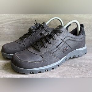 Skechers USA Originals Hiking Shoes Women's 8.5 Black Leather Sneaker Chunky EUC
